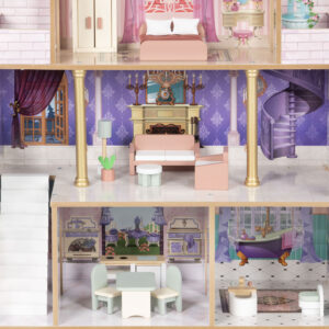 Medinis lėlių namelis Bella Castle, 4 aukštai, 5 kambariai, 15 baldų ECOTOYS - Image 8