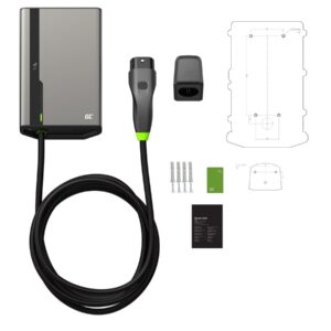 Green Cell GC EVGC021B2275 - Wallbox, 3,6 - 22 KW, 7,5 m, NFC Pilka Aliuminis Siena Įmontuotas ekranas LED - Image 3