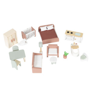 Medinis lėlių namelis Bella Castle, 4 aukštai, 5 kambariai, 15 baldų ECOTOYS - Image 9