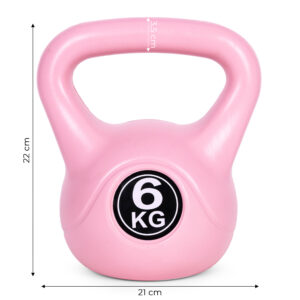 6 kg virdulio formos svarmuo (kettlebell) mankštai, hantelis, svorio kamuolys, fitneso svoris, rožinis, ModernHome - Image 9
