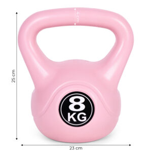 8 kg virdulio formos svarmuo (kettlebell) mankštai, hantelis, svorio kamuolys, fitneso svoris, rožinis, ModernHome - Image 9