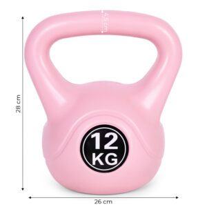 12 kg virdulio formos svarmuo (kettlebell) mankštai, hantelis, svorio kamuolys, fitneso svoris, rožinis, ModernHome - Image 9