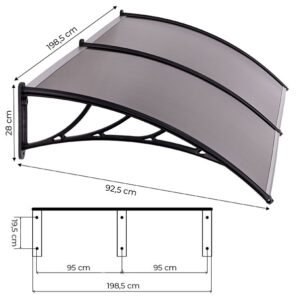 Įėjimo durų stogelis 200x100 cm stogo danga dvigubas polikarbonatas MultiGarden - Image 9