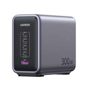 Stalinis įkroviklis Nexode 300W USB-A + 4xUSB-C QC4.0+ PD3.1, juodas