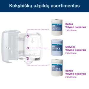 Laikiklis popieriniams rankšluosčiams Tork Reflex M4 (473190), baltos spalvos, plastikinis - Image 2