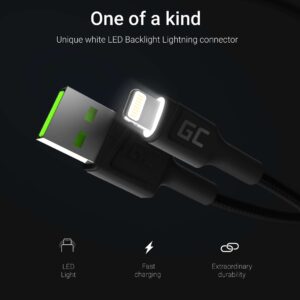 Green Cell KABGC05 „Lightning“ kabelis 1,2 m Juoda - Image 3