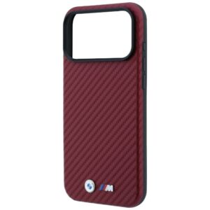 Dėklas BMW M Carbon Metal Logo MagSafe skirta Apple iPhone 18 Pro Max / 17 Pro Max bordo - Image 6