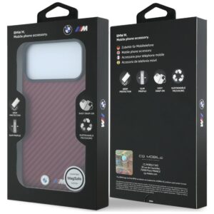 Dėklas BMW M Carbon Metal Logo MagSafe skirta Apple iPhone 18 Pro Max / 17 Pro Max bordo - Image 8