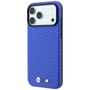 Dėklas BMW M Carbon Metal Logo MagSafe skirta Apple iPhone 18 Pro / 17 Pro mėlynos spalvos - Image 2