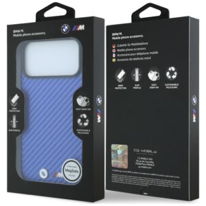 Dėklas BMW M Carbon Metal Logo MagSafe skirta Apple iPhone 18 Pro / 17 Pro mėlynos spalvos - Image 8