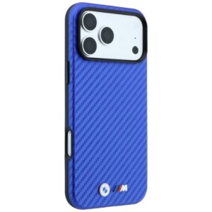 Dėklas BMW M Carbon Metal Logo MagSafe skirta Apple iPhone 18 Pro Max / 17 Pro Max mėlynos spalvos - Image 4
