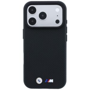 Dėklas BMW M Quadrille Kevlar Metal Logo MagSafe skirta Apple iPhone 18 Pro / 17 Pro juodos spalvos - Image 3
