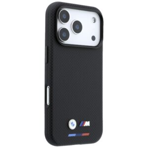 Dėklas BMW M Quadrille Kevlar Tricolor & Metal Logo MagSafe  skirtas iPhone 18 Pro Max juodos spalvos - Image 4