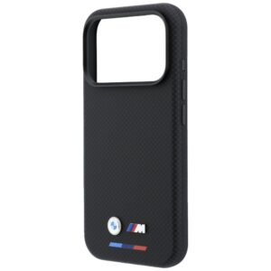 Dėklas BMW M Quadrille Kevlar Tricolor & Metal Logo MagSafe  skirtas iPhone 18 Pro Max juodos spalvos - Image 6