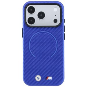 Dėklas BMW M Carbon Printed Ring MagSafe skirtas iPhone 18 Pro Max / 17 Pro Max mėlynos spalvos - Image 3