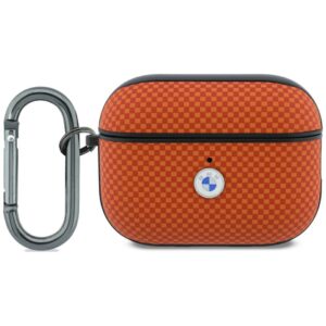 Dėklas BMW Textured Sign Kevlar Metal Logo skirta AirPods Pro 3 oranžinės spalvos