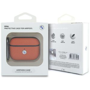 Dėklas BMW Textured Sign Kevlar Metal Logo skirta AirPods Pro 3 oranžinės spalvos - Image 4