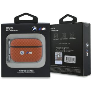 Dėklas BMW M Quilted Kevlar Metal Logo skirta AirPods Pro 3 oranžinės spalvos - Image 4