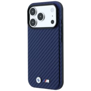 Dėklas BMW M Carbon Metal Logo MagSafe skirtas iPhone 18 Pro / 17 Pro mėlynos spalvos - Image 2