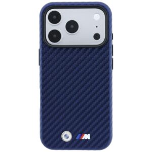 Dėklas BMW M Carbon Metal Logo MagSafe skirtas iPhone 18 Pro / 17 Pro mėlynos spalvos - Image 3
