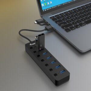 Equip 128965 sąsajos šakotuvas USB 3.2 Gen 1 (3.1 Gen 1) Type-A 5000 Mbit/ai Juoda - Image 3
