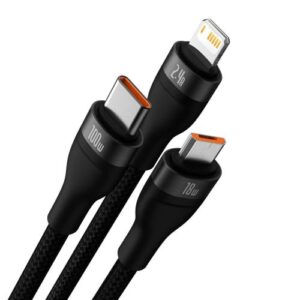 Baseus Universal Flash Series 3-viename greitojo įkrovimo ir duomenų perdavimo laidas (USB-A į Micro + Lightning + Type-C) 100W, 1.2m juodas (CASS030001) - Image 10
