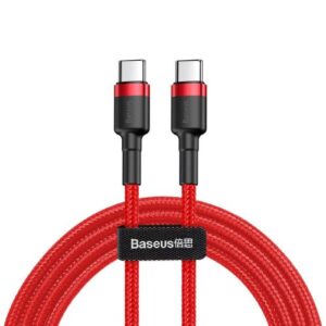 Baseus Type-C – Type-C Cafule laidas PD 2.0, QC 3.0, 60W, 3A, 1m, raudonas (CATKLF-G09) - Image 2