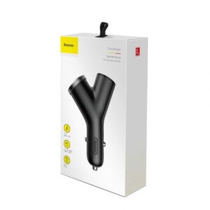 Baseus automobilinis įkroviklis Y-type su dviem USB jungtimis + cigarečių degiklio ilgiklis, 3.4A, juodas (CCALL-YX01)