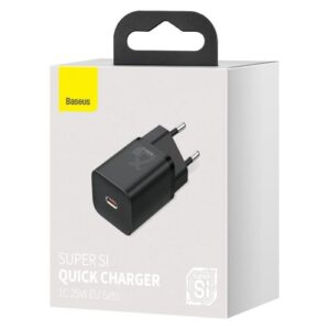 Baseus kelioninis įkroviklis Super Si 1C greitasis įkroviklis 25W EU juodas (CCSP020101)