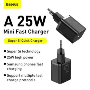 Baseus kelioninis įkroviklis Super Si 1C greitasis įkroviklis 25W EU juodas (CCSP020101) - Image 10