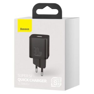Baseus kelioninis įkroviklis Super Si 1C greitasis įkroviklis PD 30W EU juodas (CCSUP-J01)