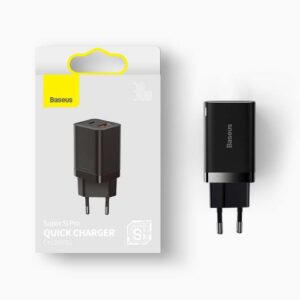 Baseus kelioninis įkroviklis Super Si Pro mini greitasis įkroviklis, C+U, PD 3.0, QC 3.0 30W EU juodas (CCSUPP-E01) - Image 2