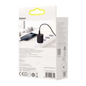Baseus kelioninis įkroviklis Super Si Pro mini greitasis įkroviklis, C+U, PD 3.0, QC 3.0 30W EU juodas (CCSUPP-E01) - Image 3