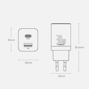 Baseus kelioninis įkroviklis Super Si Pro mini greitasis įkroviklis, C+U, PD 3.0, QC 3.0 30W EU juodas (CCSUPP-E01) - Image 14