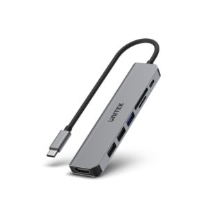 UNITEK uHUB S7+ Vielinis USB 3.2 Gen 1 (3.1 Gen 1) Type-C Pilka