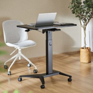 Maclean MC-453 B Mobile Laptop Desk with Pneumatic Height Adjustment, Laptop Table with Wheels, 80 x 52 cm, Max. 8 kg, Height Adjustable Max. 109 cm (Black) - Image 3