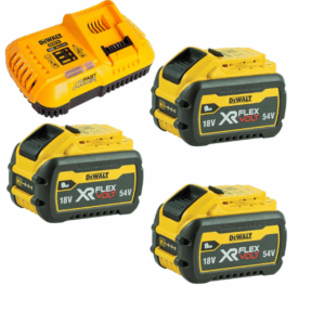 DEWALT AKUMULIATORIUS 18/54V 9,0/3,0Ah FLEXVOLT DCB547 3vnt. + ĮKROVIKLIS DCB118