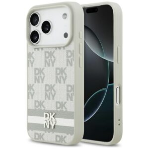 Dėklas DKNY Checkered with Printed Stripes for Apple iPhone 17 Pro beiige