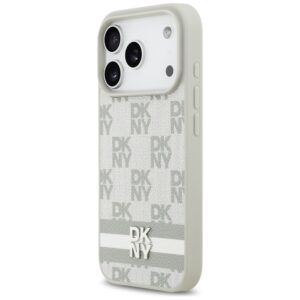 Dėklas DKNY Checkered with Printed Stripes for Apple iPhone 17 Pro beiige - Image 2