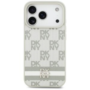 Dėklas DKNY Checkered with Printed Stripes for Apple iPhone 17 Pro beiige - Image 3
