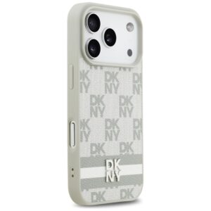 Dėklas DKNY Checkered with Printed Stripes for Apple iPhone 17 Pro beiige - Image 4