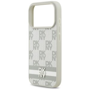 Dėklas DKNY Checkered with Printed Stripes for Apple iPhone 17 Pro beiige - Image 6