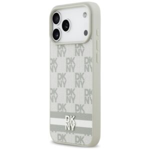 Dėklas DKNY Checkered with Printed Stripes for Apple iPhone 17 Pro Max beige - Image 2