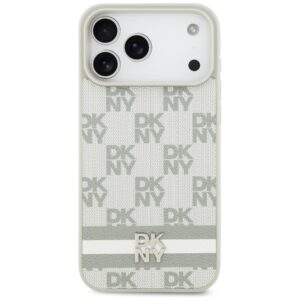 Dėklas DKNY Checkered with Printed Stripes for Apple iPhone 17 Pro Max beige - Image 3