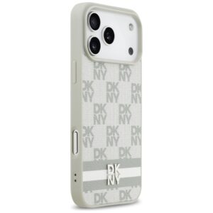 Dėklas DKNY Checkered with Printed Stripes for Apple iPhone 17 Pro Max beige - Image 4