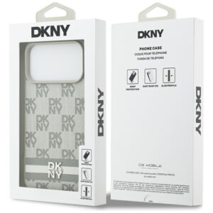 Dėklas DKNY Checkered with Printed Stripes for Apple iPhone 17 Pro Max beige - Image 8