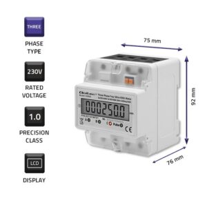 Qoltec 50900 Trifazis elektroninis energijos suvartojimo matuoklis | 400V | LCD | 4P | DIN bėgis - Image 3