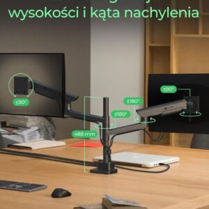 ICY BOX IB-MS702-T monitoriaus laikiklis arba stovas 144,8 cm (57") Stalas Juoda - Image 3