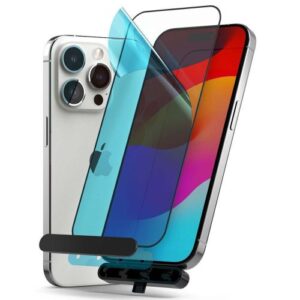 Ringke Apple iPhone 15 Pro ekrano apsauga, aukščiausios kokybės grūdintas stiklas 9H su montavimo rėmeliu, skaidrus - Image 2