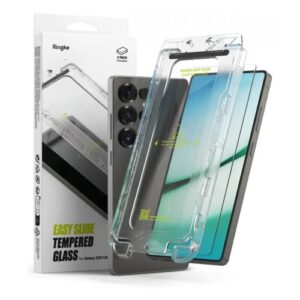 Ringke Samsung Galaxy S25 Ultra ekrano apsauga Premium Easy Slide grūdintas stiklas 9H su montavimo rėmeliu (2 vnt.) skaidrus